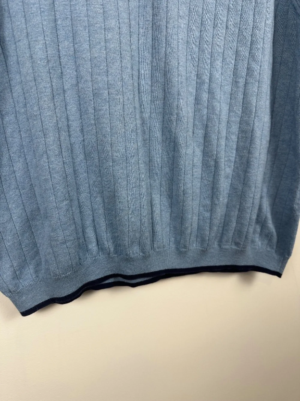 Austin Reed Pima Cotton Sweater Vest Blue Ribbed V Neck Men's L